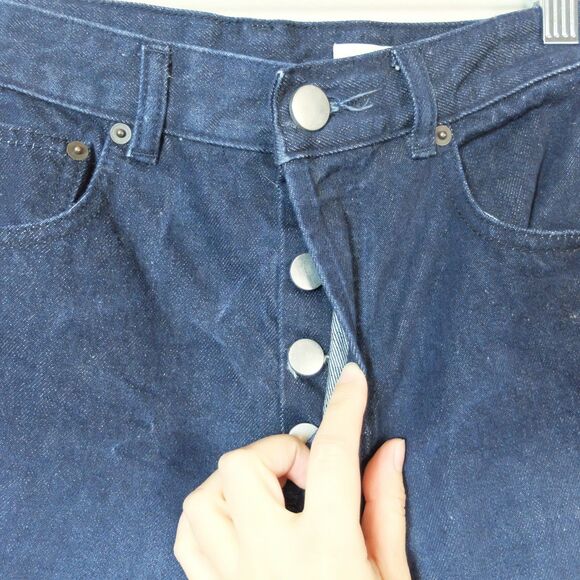 ASOS Denim Blue Fringe Hem Straight Button Fly Jeans Size 26 - Picture 4 of 10